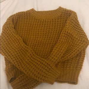 yellow waffle knit sweater